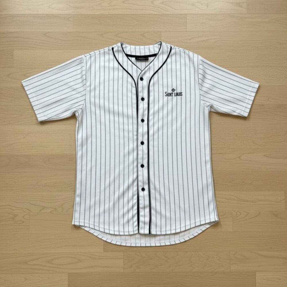 SAINT LOUIS Men's Pinstripe Baseball Jersey Medium White Black